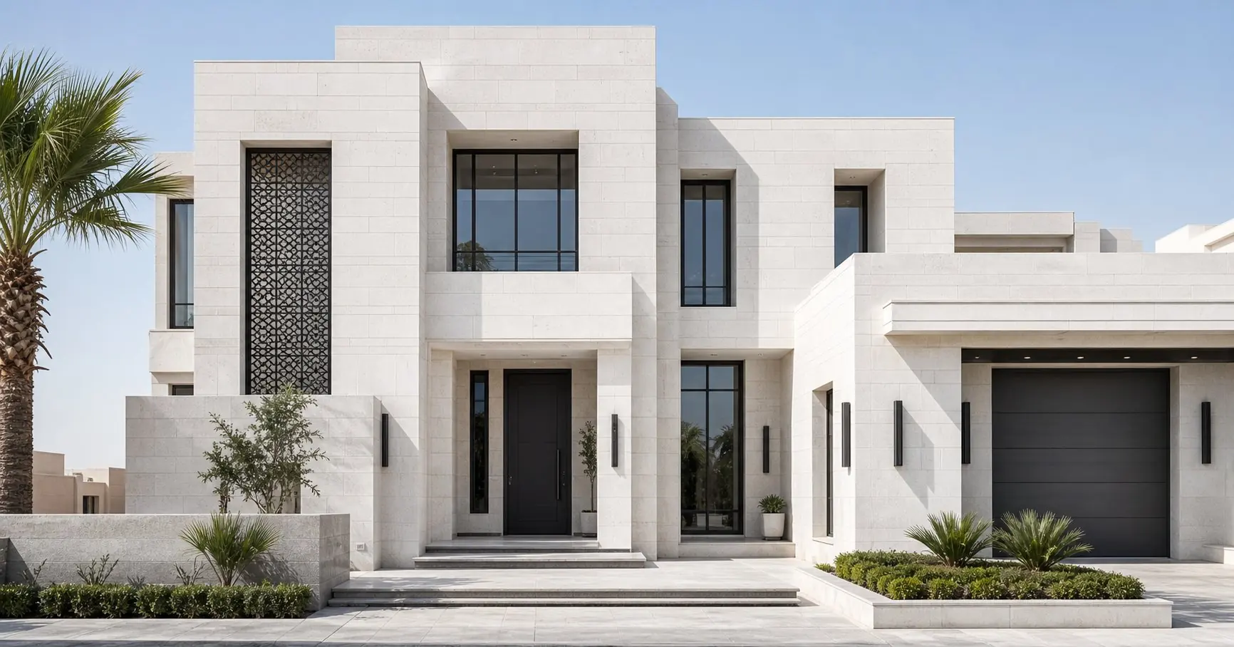 حجر الرياض الأبيض للواجهات العصرية